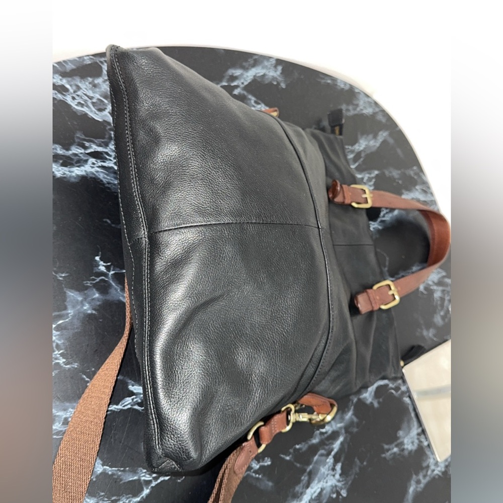 CROWN VINTAGE Large Bag Black and Brown Leather Tote AUTHENTIC - Picture 11 of 13